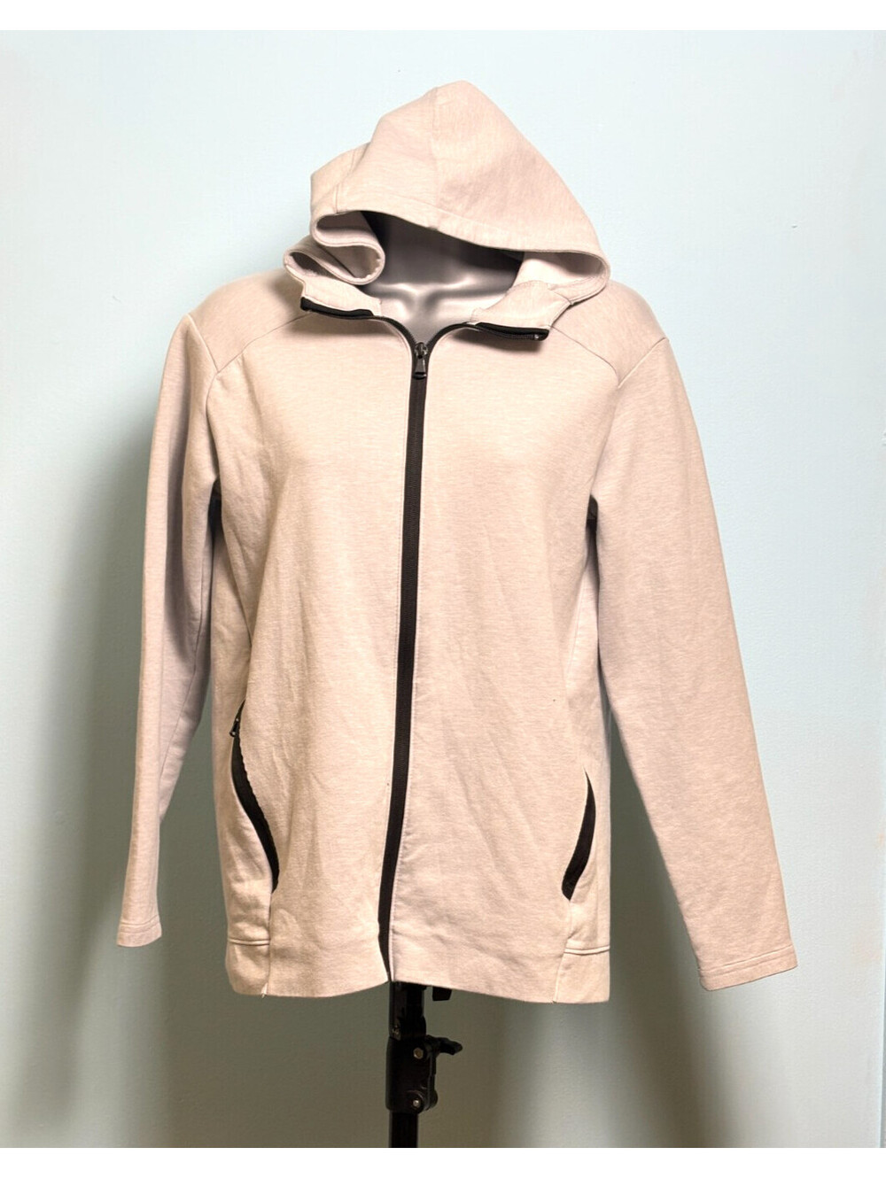 Old Navy Active Dynamic Fleece Jacket Full Zip Scuba Hoodie Oatmeal Heather